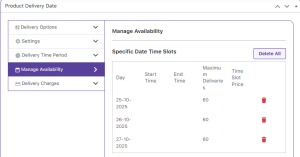 Specific Dates Deliveries - Tyche Softwares Documentation