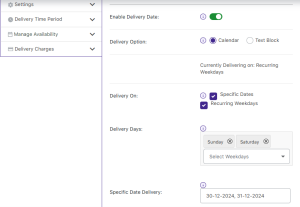 Specific Dates & Recurring Weekdays Deliveries - Tyche Softwares Documentation