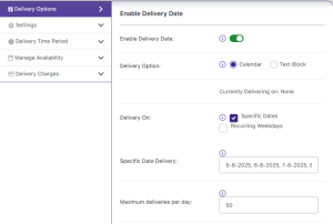 Maximum Deliveries per day/date & time slot - Tyche Softwares Documentation