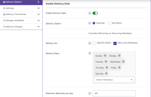 Maximum Deliveries per day/date & time slot - Tyche Softwares Documentation