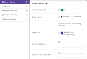 Specific Dates Deliveries - Tyche Softwares Documentation