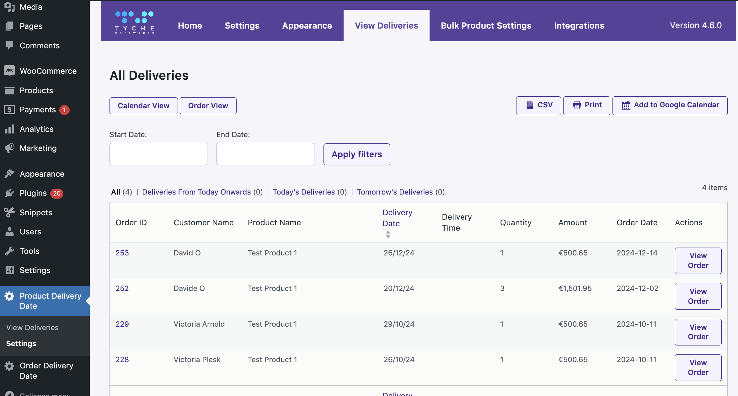 View Product Deliveries - Tyche Softwares Documentation