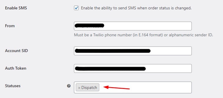 Notify customers about change in order status with SMS - Tyche Softwares Documentation