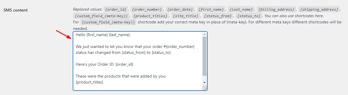 Notify customers about change in order status with SMS - Tyche Softwares Documentation