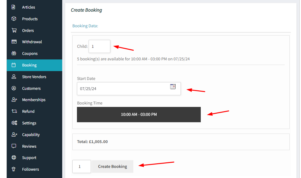 How WCFM Vendors can create manual bookings - Tyche Softwares Documentation