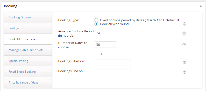 Variations with WooCommerce Booking - Advance booking period