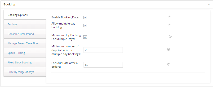 Book for minimum number of days with WooCommerce - General Booking Settings