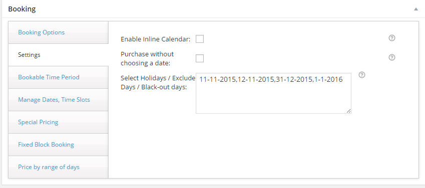 Prevent booking on certain dates with WooCommerce - Adding dates to be blocked