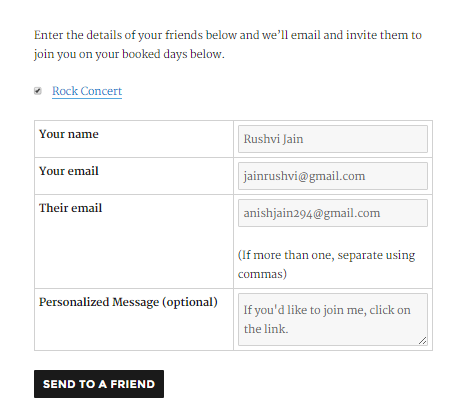 Send Booking Invites with WooCommerce - Inviting a friend