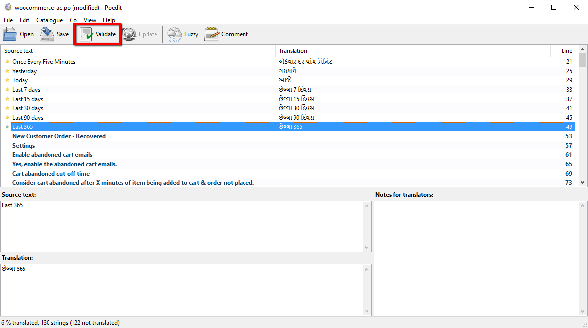 How to translate Abandoned Cart Pro plugin using .po file-new_validate