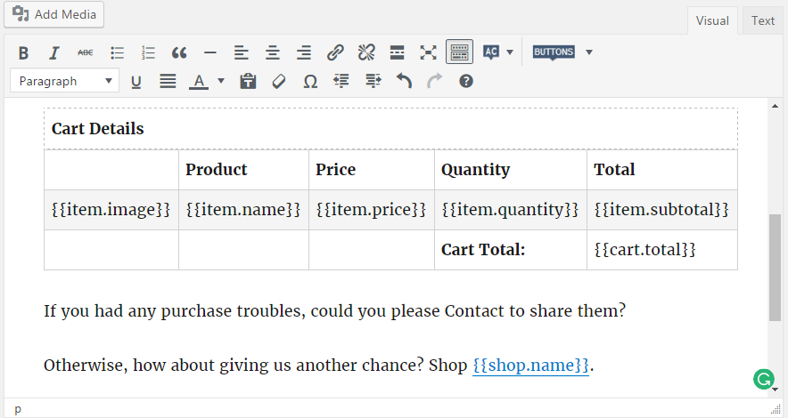 2nd part of 2nd default template - Understanding the default email templates of Abandoned Cart Pro for WooCommerce plugin