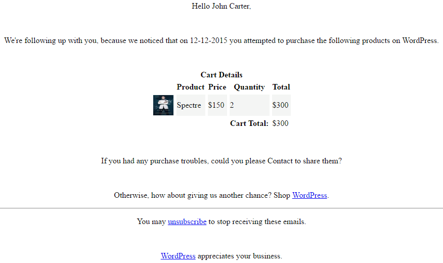 uncheck woocommerce template - Understanding the default email templates of Abandoned Cart Pro for WooCommerce plugin