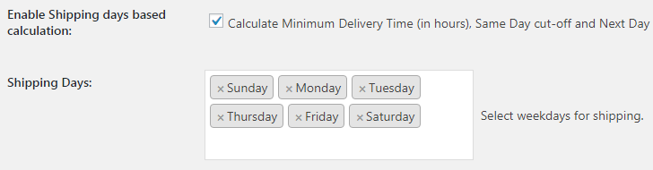 Shipping days with Minimum Delivery Time (in hours) - Tyche Softwares