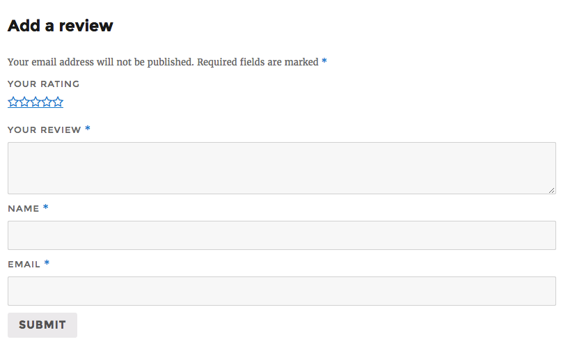 WooCommerce Product Review form