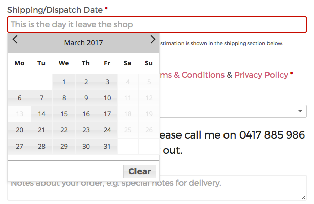 Delivery Date field