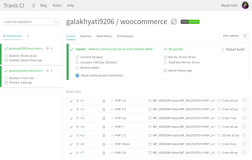 WooCommerce Automated Tests Travis CI Continuous Integration tools GitHub