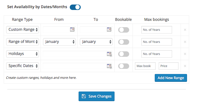 Add Specific Dates, Date Range, Month Range & Holidays