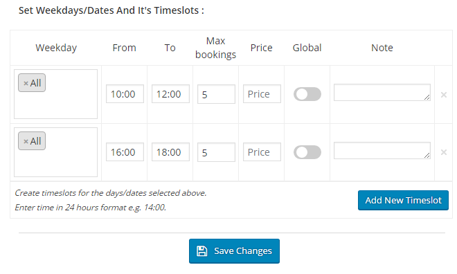 Maximum Bookings Per Day/date & Time Slot - Tyche Softwares Documentation