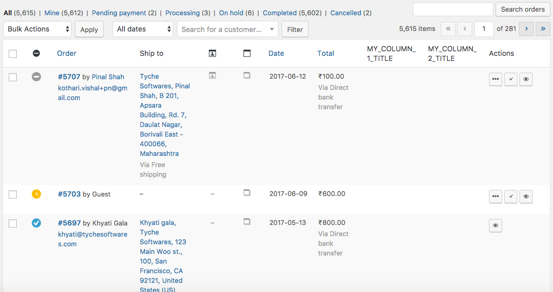 Add A New Column On WooCommerce Orders Page - New Columns on WooCommerce Orders page