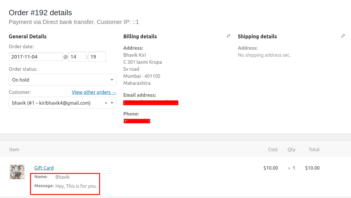 Add Cart & Order item meta for WooCommerce - edit order