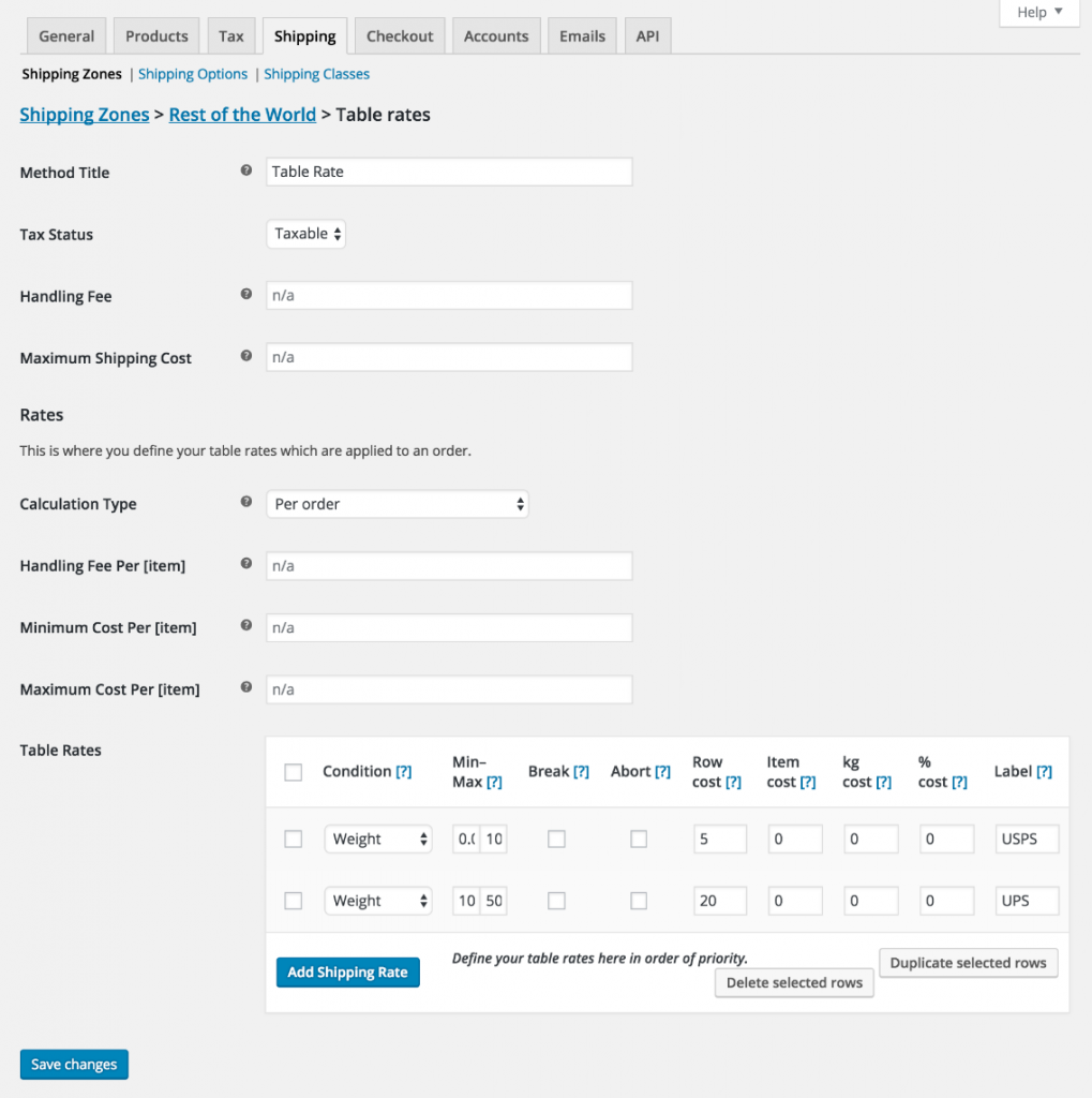 Table Rate Shipping Plugin