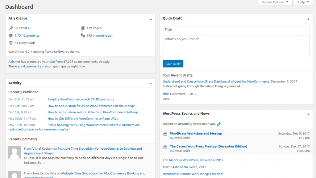 WordPress Dashboard Widgets