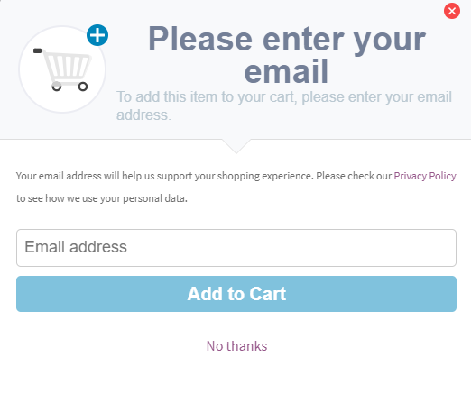 Message on Add to Cart pop-up