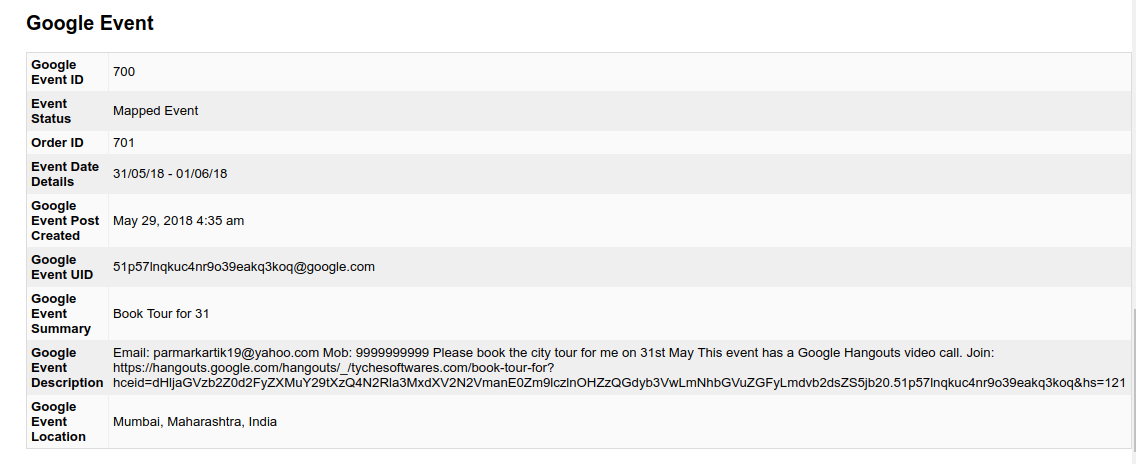 Google Event Post Data