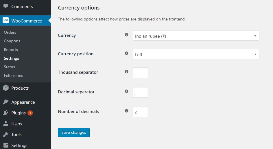 How to format WooCommerce prices- Change decimal separator value in WooCommerce Settings