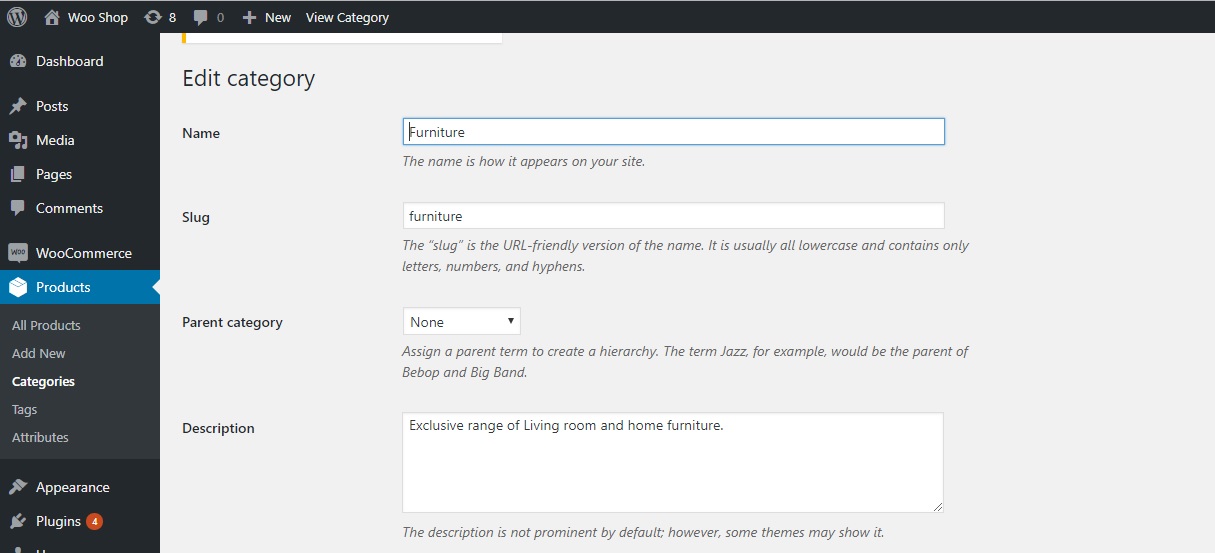 How to add text to the category description in WooCommerce - Editing Category Description Through Dashboard