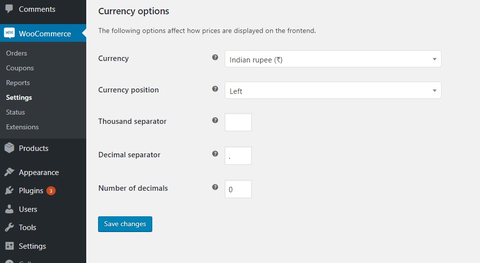 How to format WooCommerce prices - WooCommerce Settings - Number of Decimals 0