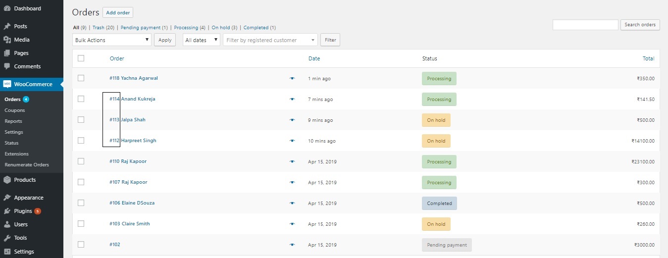 how WooCommerce order numbers are generated - Orders in Sequence