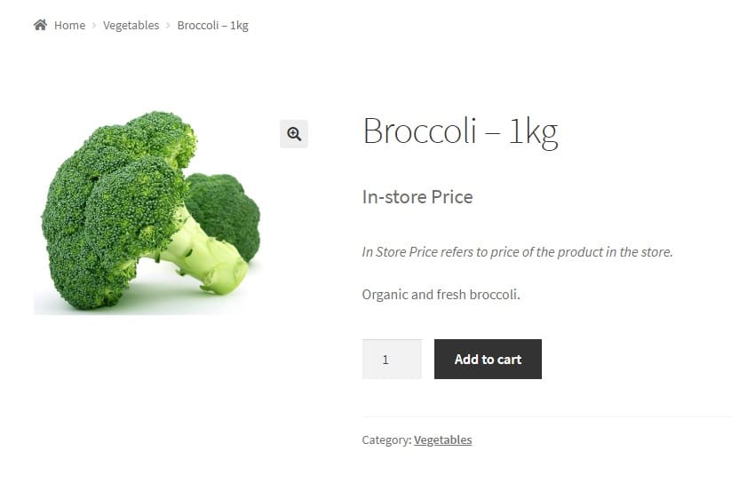 How to display "In-store Price" in WooCommerce instead of 0 - In-store price and text displayed.