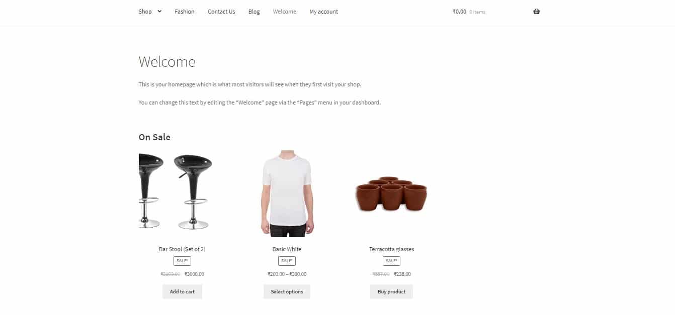 show WooCommerce categories on the homepage - On Sale items displayed