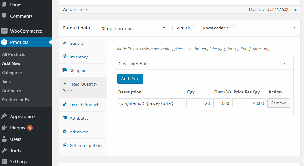 restrict the quantity field to selected numbers in WooCommerce - GIF of adding more quantities using the Fixed Quantity Plugin