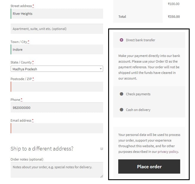 disable payment gateways for some countries in WooCommerce - PayPal disabled for India on the Checkout page