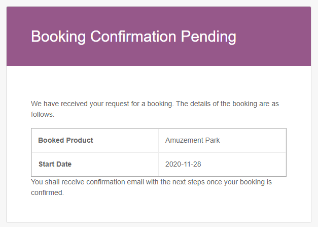 Booking Confirmation Pending