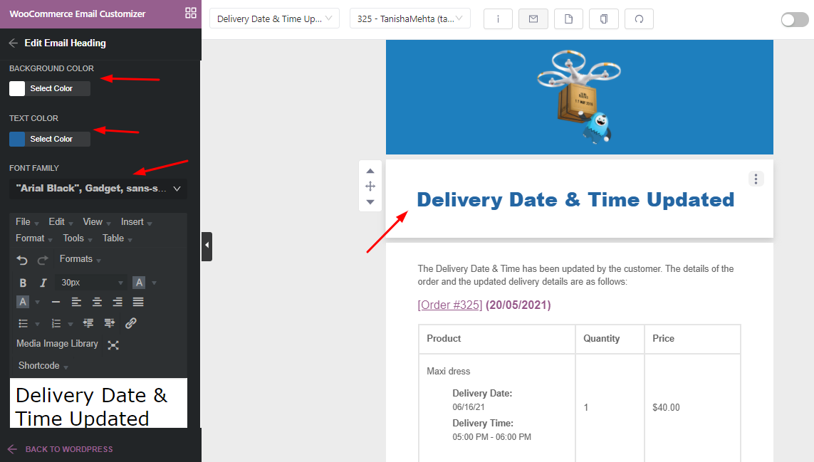 How to customize Order Delivery Date Pro email templates with Yaymail