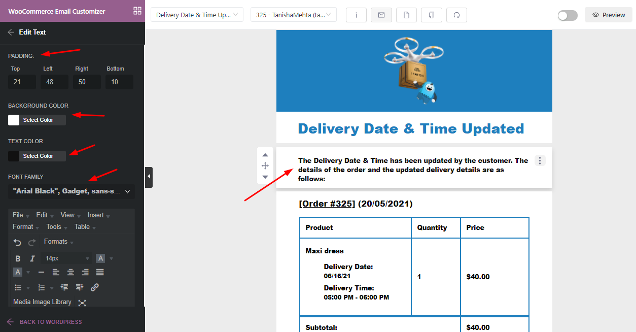 How to customize Order Delivery Date Pro email templates with Yaymail