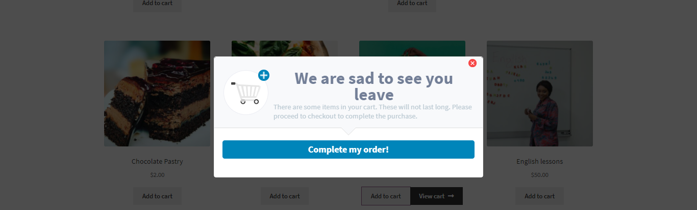 WooCommerce Abandoned Cart Exit Intent Popup