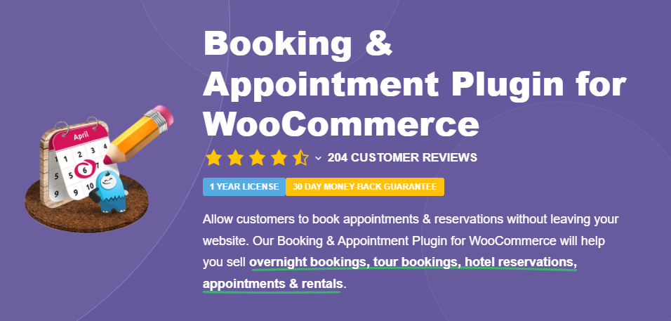 Booking per day feature on booking and appointment plugin for woocommerce