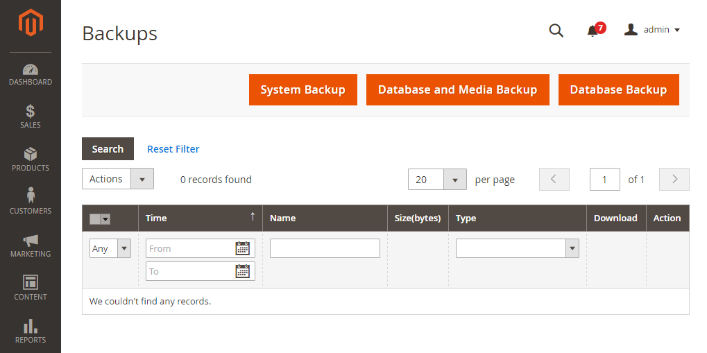 Backup your Magento store's database.