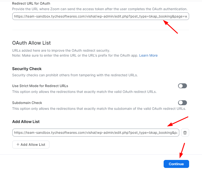 setting redirection and granting access