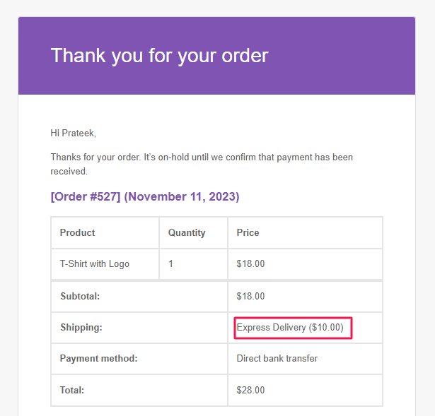 Change the Shipping "Via" Text in the WooCommerce Email