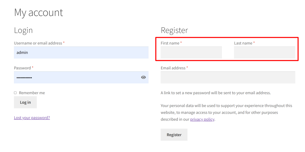 How to Add First & Last Name to WooCommerce My Account Register Form