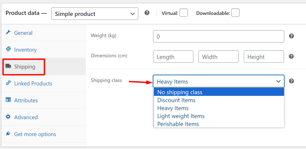 Assigning Shipping Classes to Products