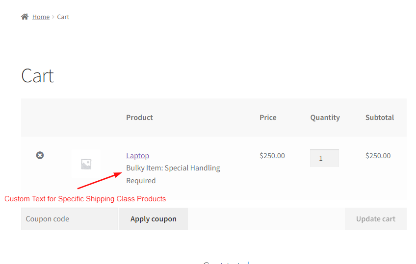 How to Display WooCommerce Cart Items with Custom Text for Specific Shipping Class Products?