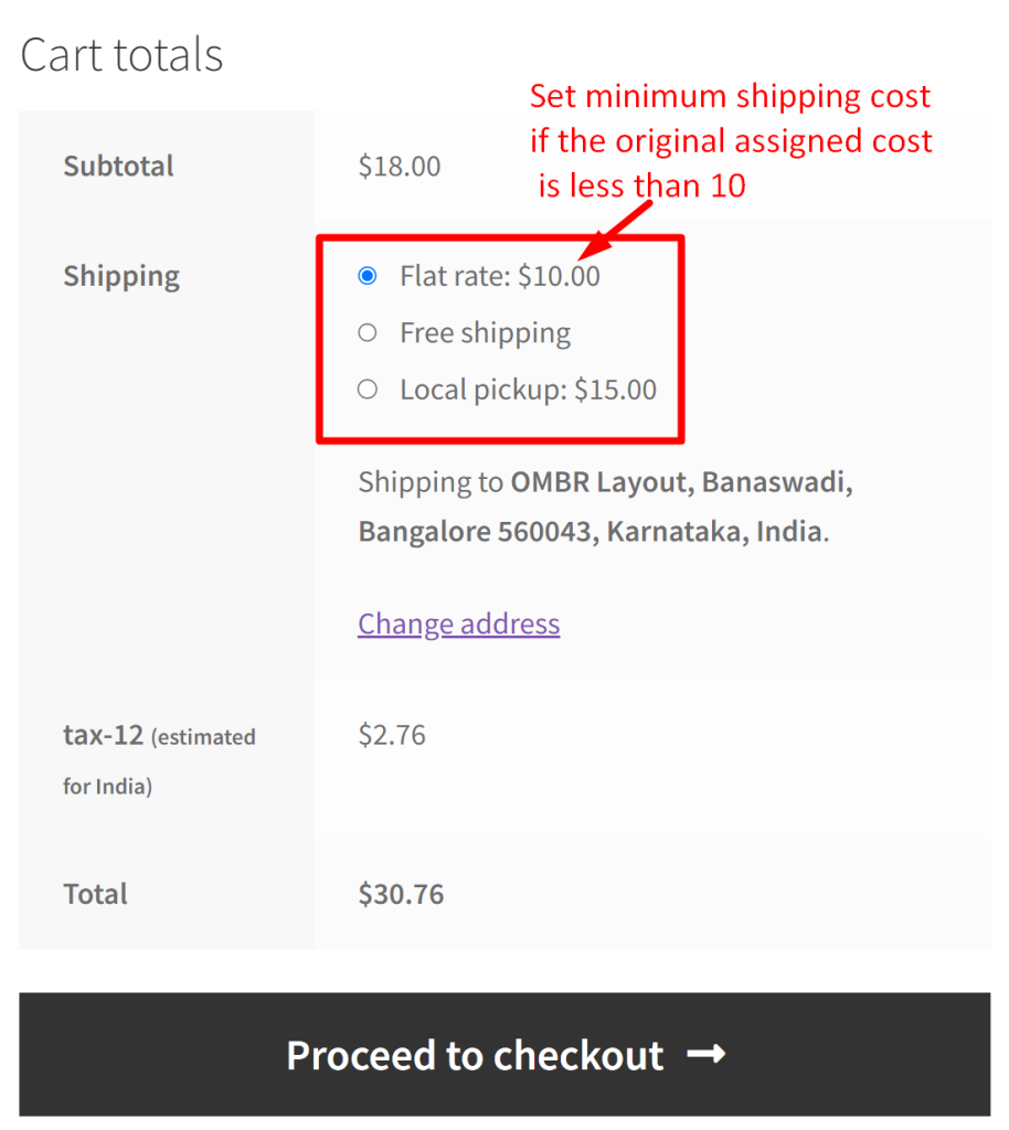 How to Set a Minimum Shipping Cost for WooCommerce Shipping Methods?