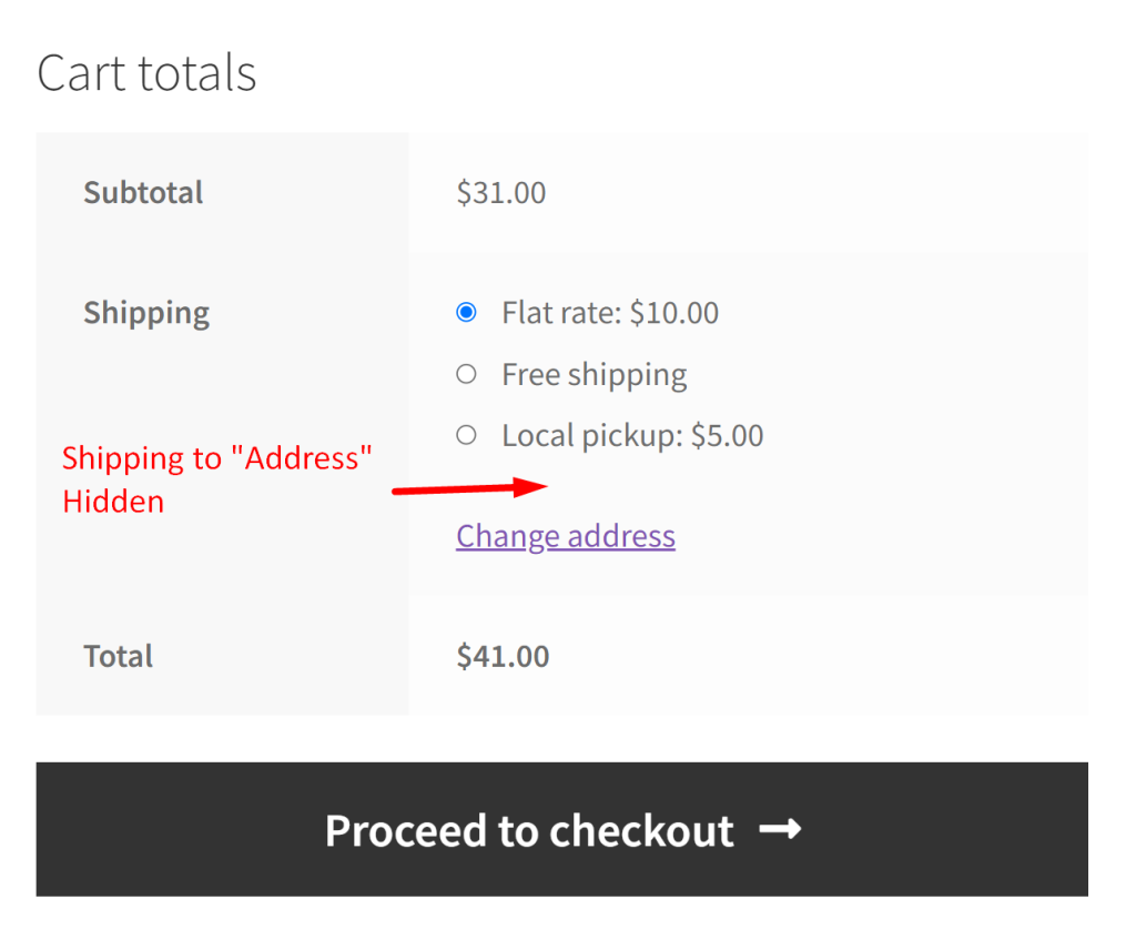 How to Hide “Shipping to…” Address @ Cart Page in WooCommerce?