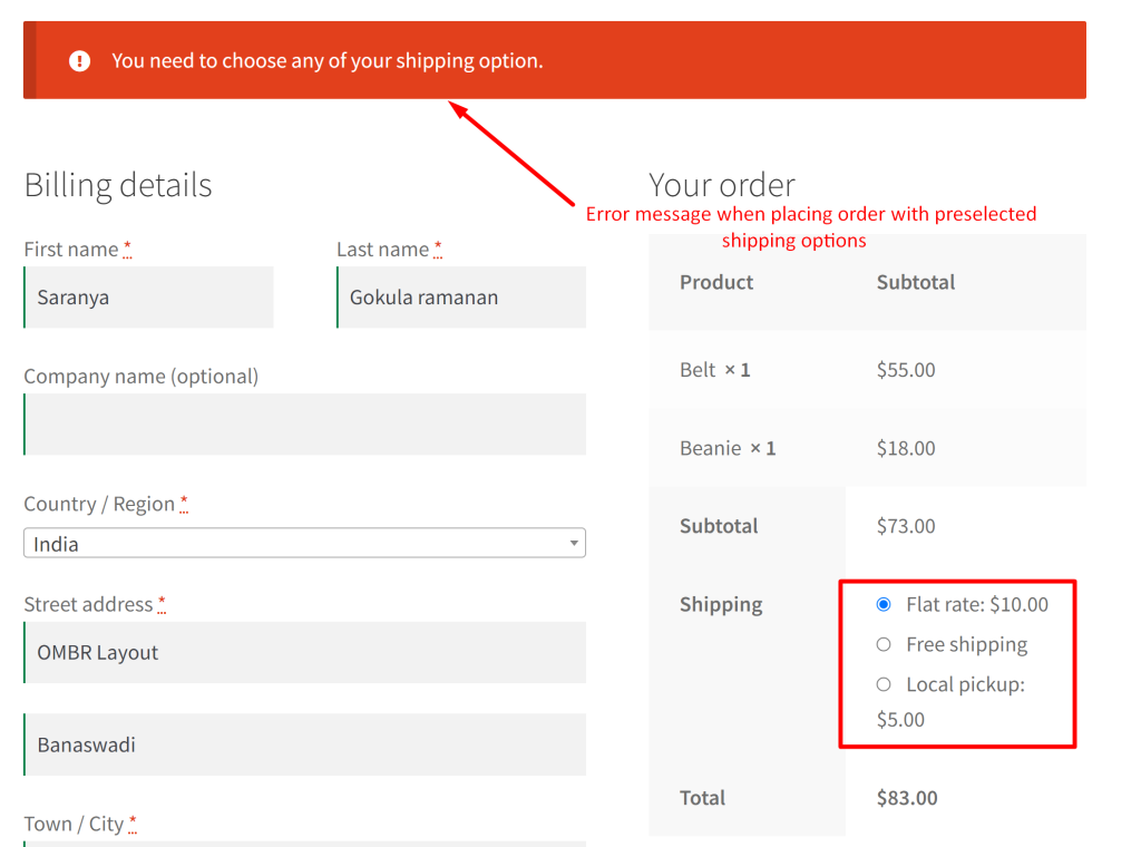 How to Make Shipping Method Fields Mandatory on WooCommerce Checkout Page?